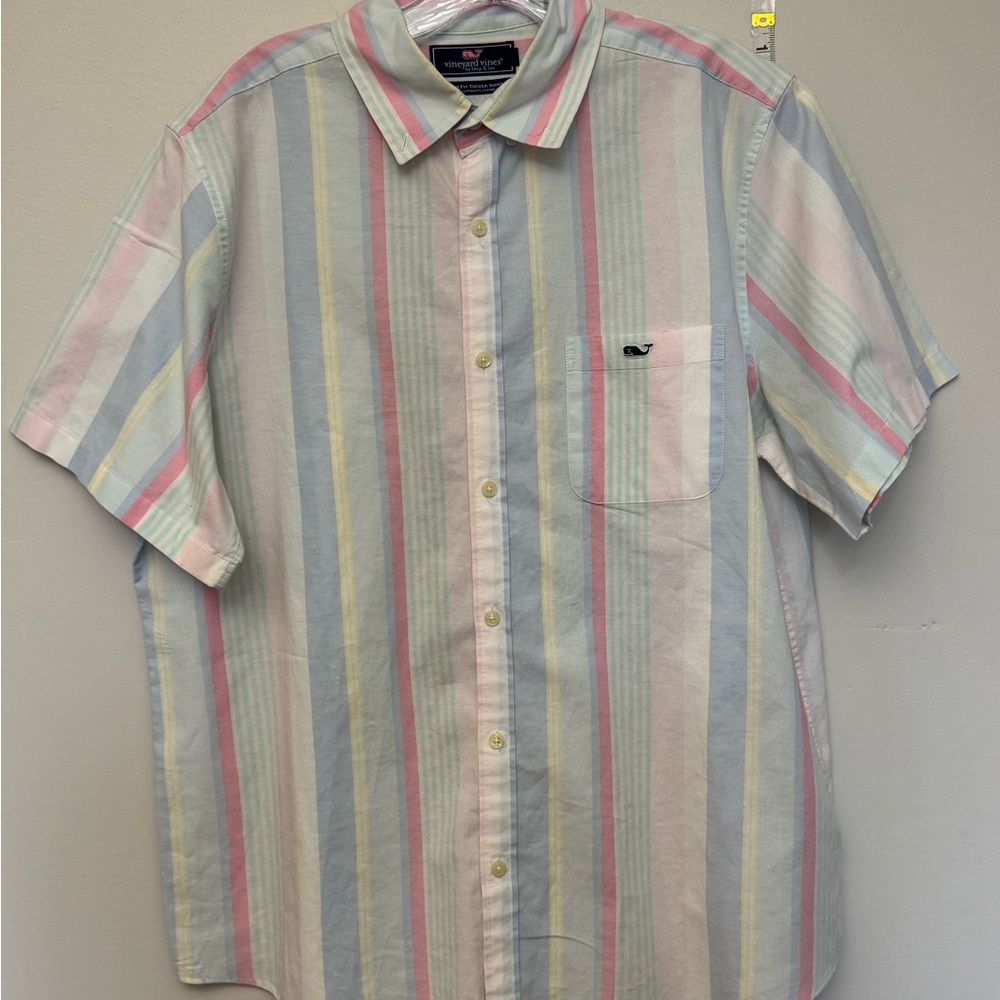 Vineyard Vines Pastel Stripe Short Sleeve Button Down Shirt Men’s L